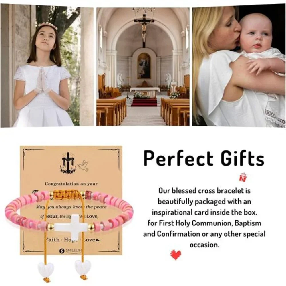 Cross Bracelet for Women, Girls & Boys - First Communion, Baptism & Christian - Picture 6 of 7